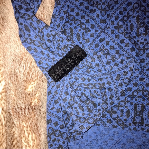 NWOT Lucky Brand blue black top - Picture 7 of 10